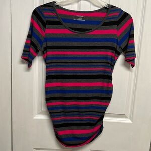 Motherhood Colorful Stripe Short Sleeve Knit Top Size M